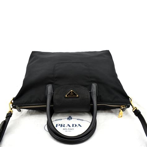 prada tessuto tote bn2541|PRADA Tessuto Nylon & Saffiano Leather Tote Bag Black BN2541.